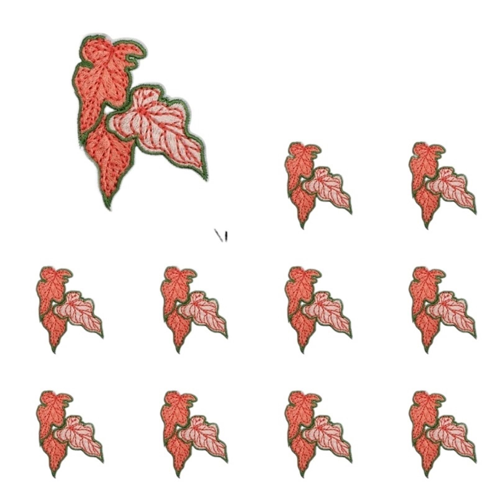 Wtaxbh Color 11 Iron On Patches 12Pcs Embroidered Patches Pack Plant Embroidery Leaf Flower Pot Red Patch Sticker Clothes Set Of Ironing(Color 11)
