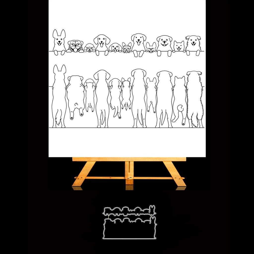 Standing Cute Dog Silicone Clear Stamp and Die Sets for Card Making, DIY Embossing Photo Album Decorative Craft
