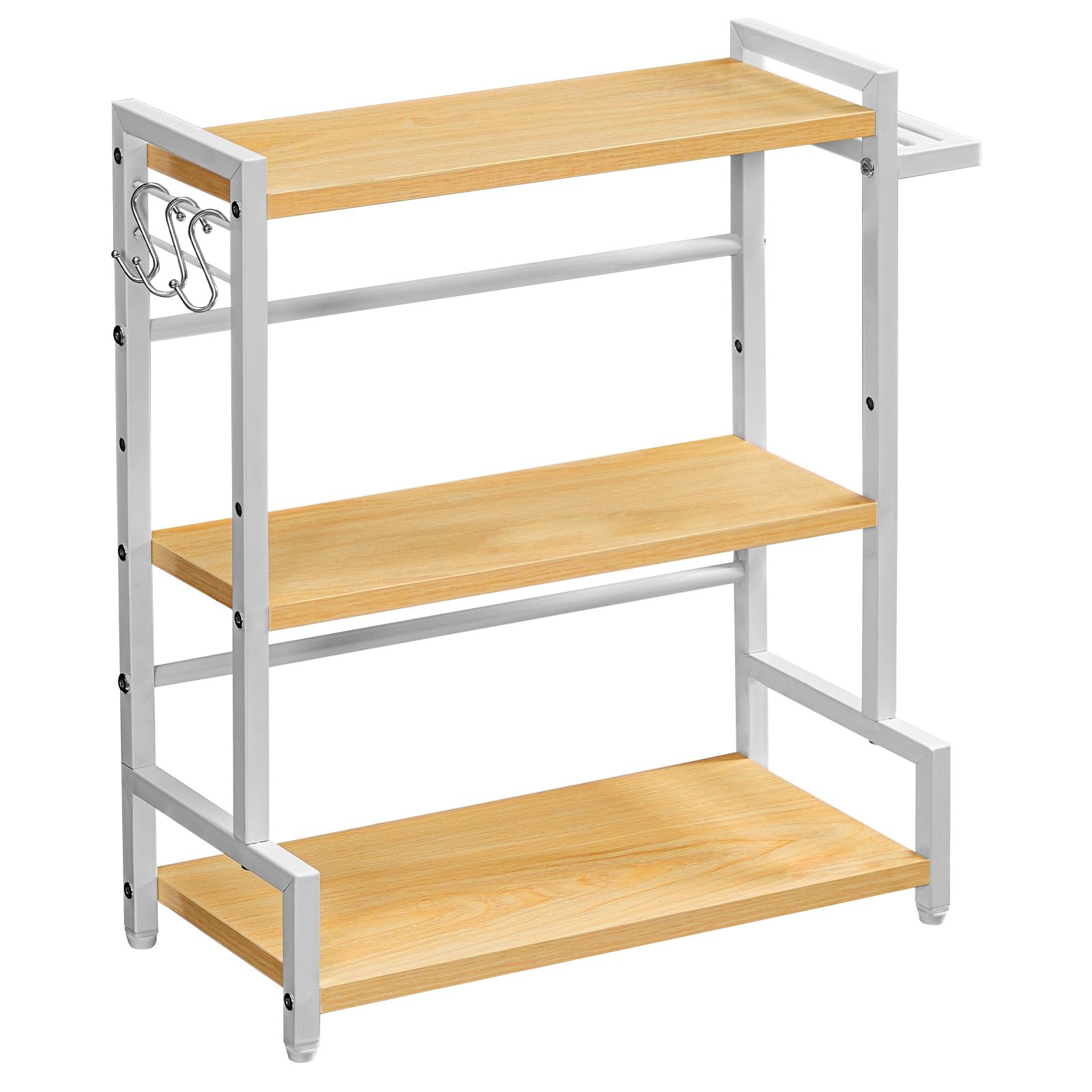 HOOBRO Spice Rack, Countertop Organiser Shelf, Desktop Organiser, Free Standing Desktop Shelve, Kitchen Storage Rack, Space Saving, for Spices, Jars, Oil Bottles, Natural and White EWN01TL01