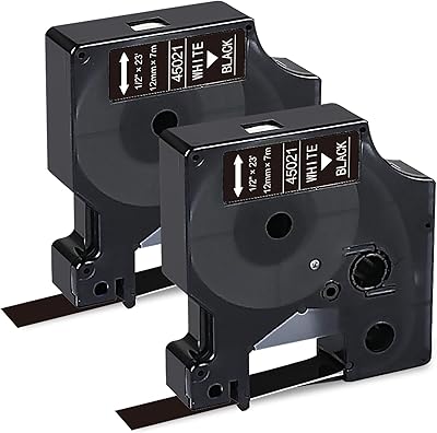 Dymo 45021 D1 Tape 12mm x 7m wit op zwart