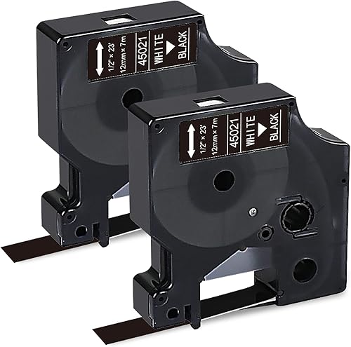 Miniatura 10 de Trabajo para cartuchos Dymo D1 para etiquetadoras 45013 12 pulgadas con recambios de etiquetadora D1 45013s 0.472 in x 9.8 ft negro sobre blanco