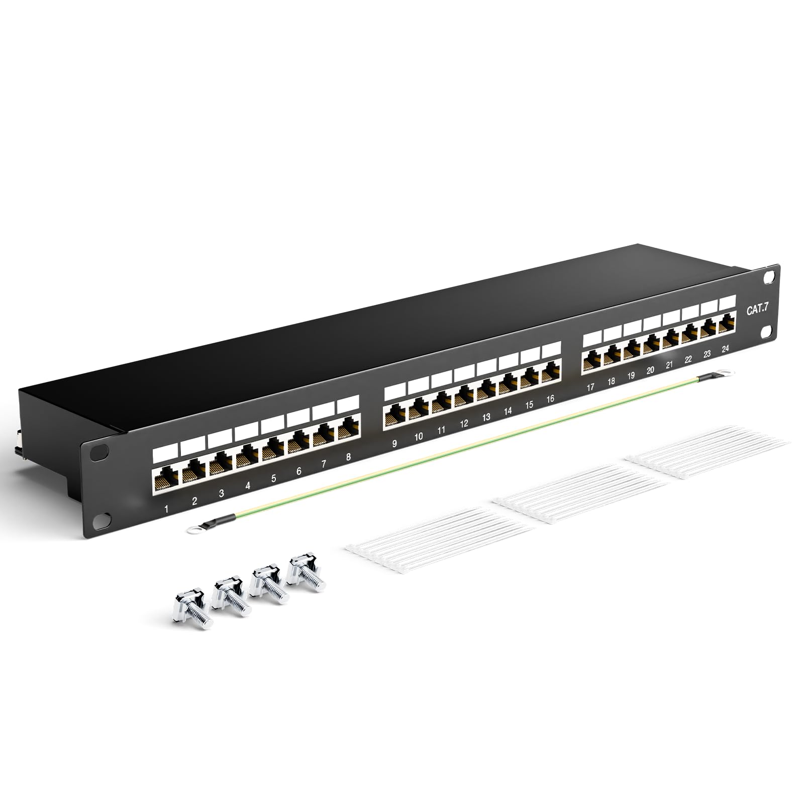 Geschirmtes 24 Port CAT7 Patchpanel 10Gbps 19 Zoll für Heimvernetzung