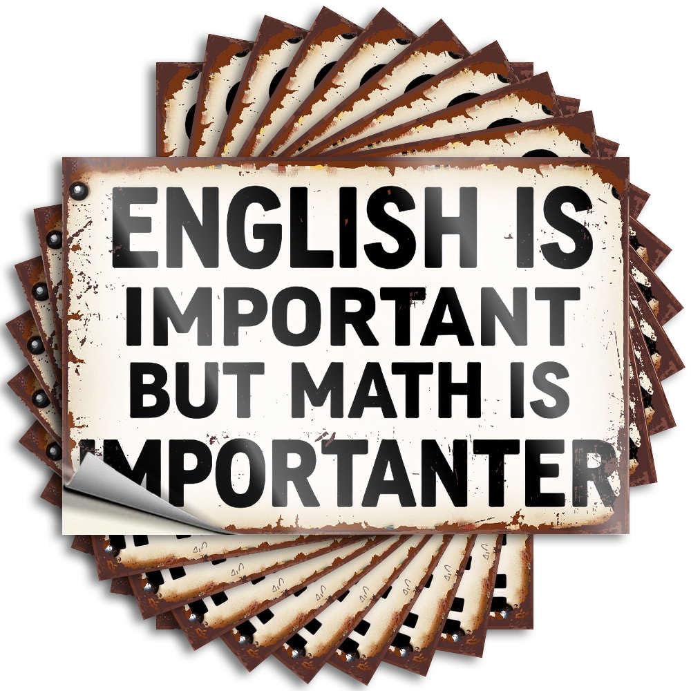 Hot Motorcross Stickers - English is Important But Math is Importanter. Laptop Waterproof Vinyl Sticker(8X12CM)