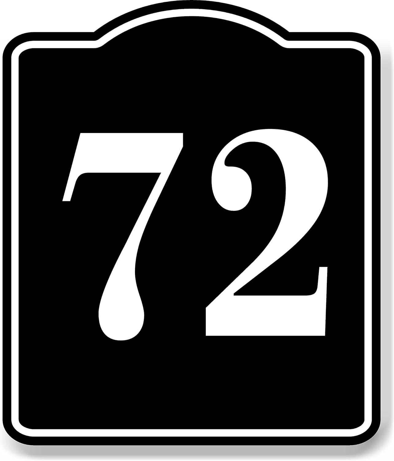 72 Bay Garage Door Plate Field Lane Gate Number BLACK Aluminum Composite Sign, 8.5x10