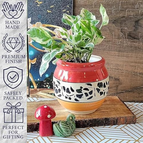 Image of Niyara Ceramic planters pots for Indoor Outdoor Home, Garden Office Decor Balcony Planters Gamla Flower Size Small 6 inches (Mughal)