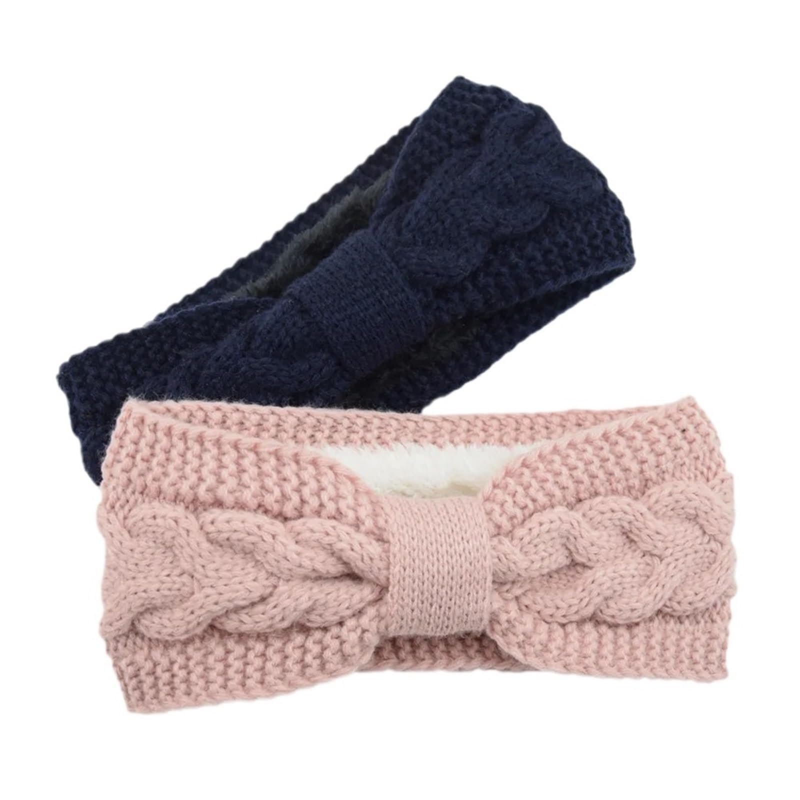 Stirnband 2 stücke Fuzzy Gefüttert Stirnbänder for Frau Solide Warme Haarband Elastische Sport Yoga Mädchen Haarband Haar Zubehör Winter Stirnband(2PCS)