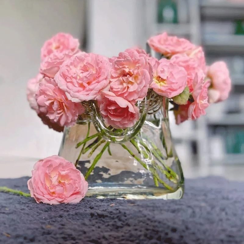 Vase à main en verre soufflé bouche, panier à fleurs artisanal d'exception - 3