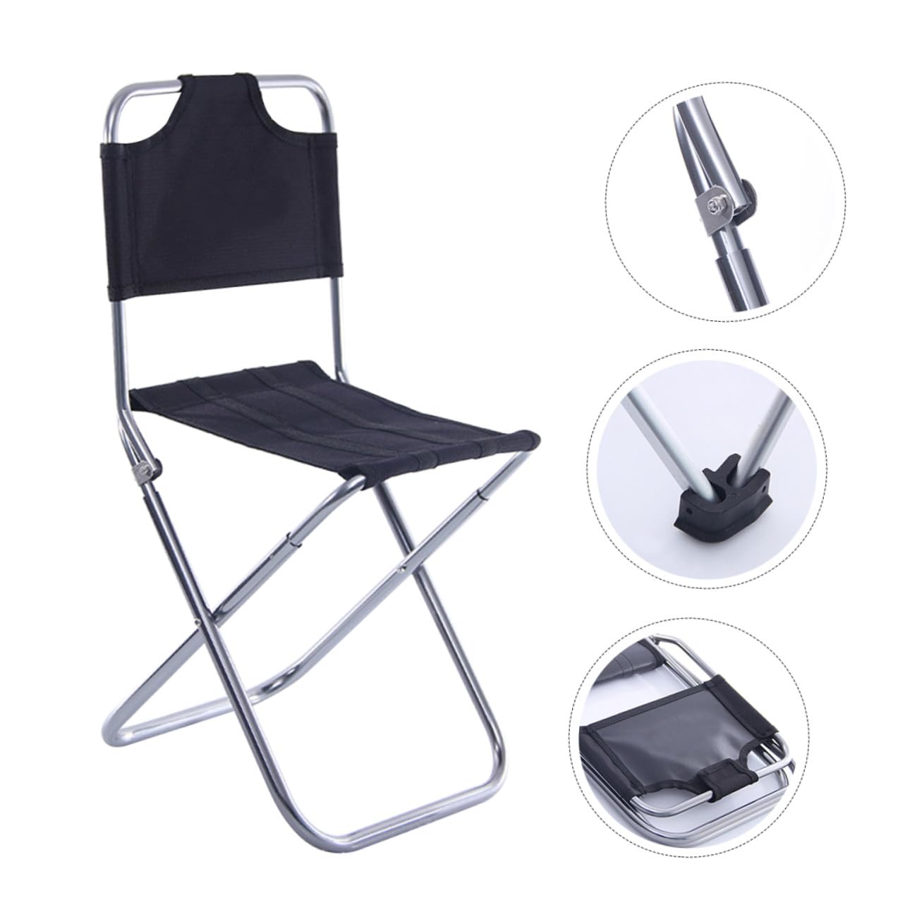 Sgabello Pieghevole in Lega di Alluminio con Schienale Sedia da Campeggio Portatile per Pesca e Giardino Design Stabile e Trasportabile con Borsa di Stoccaggio