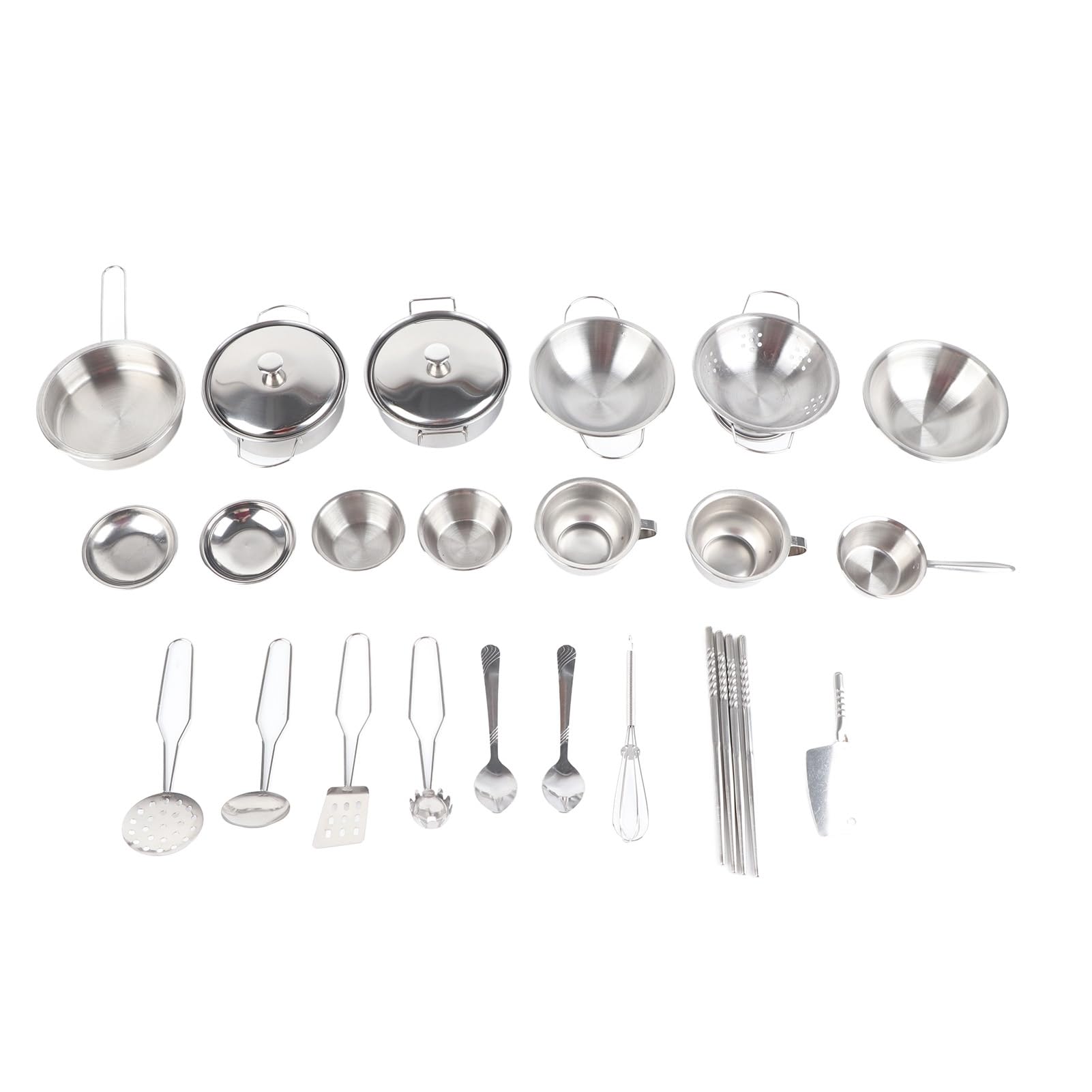 Cocoarm Set di Pentole in Acciaio Inox per Bambini, Utensili da Cucina per Bambini con Stoviglie Lucidate a Mano (25 pezzi)
