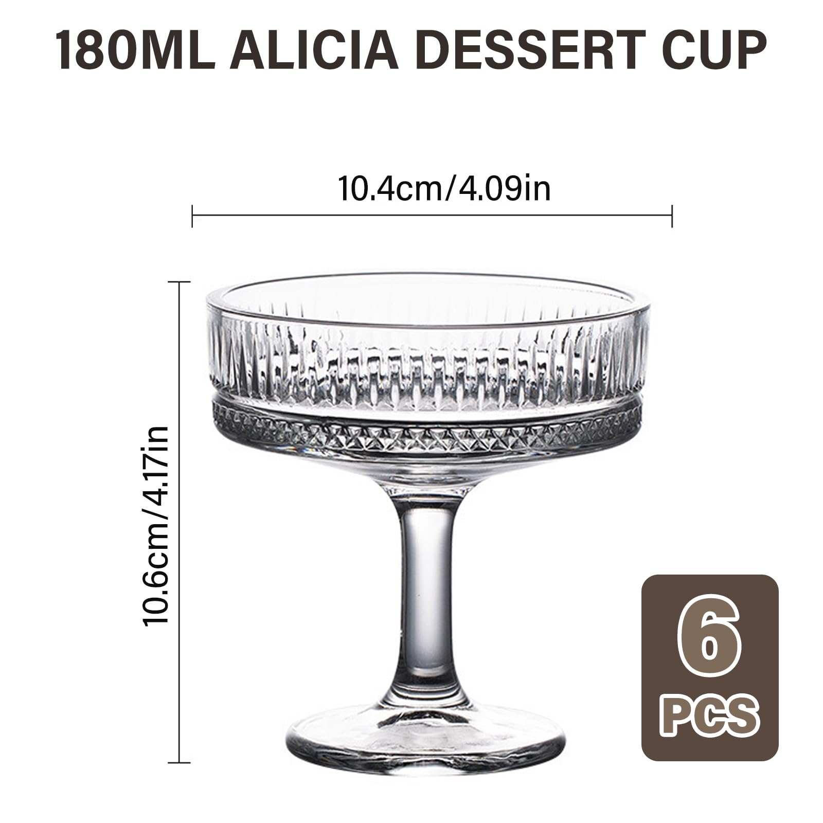 PORFOYO 4 Pièces Coupe à Champagne Cristal 180 Ml - Verres à Cocktail Élégants Vintage