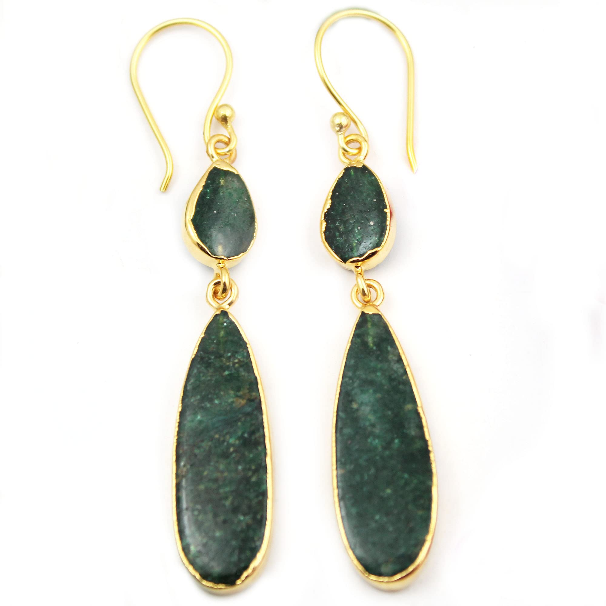G-Vogue Designer Natural Genuine Aventurine Duble Stone Earrings 24K Gold Plated Dangler Earrings Gifts For Woman And Girls (B09PV5Q181) Amazon Price History, Amazon Price Tracker