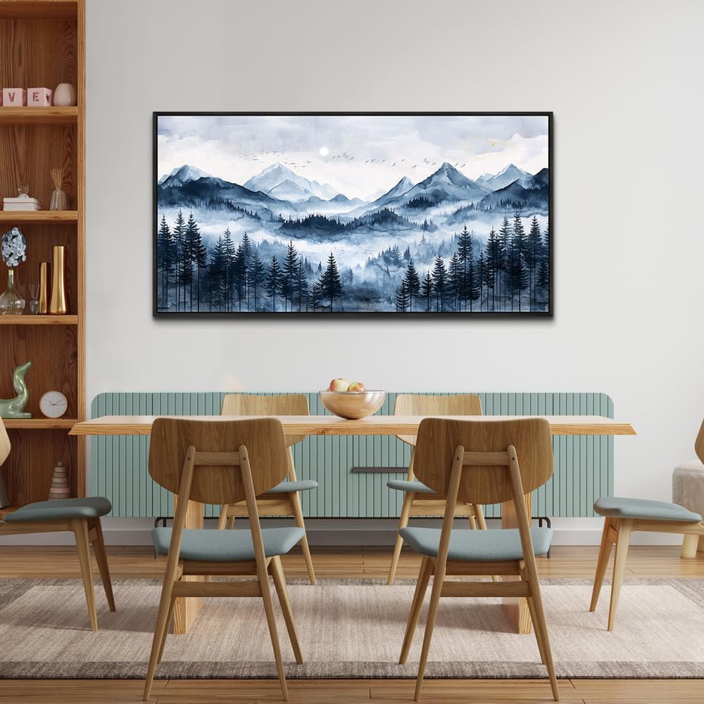 ERQINHUA Large Wall Decor For Bedroom Black Framed Canvas Wall Art For Living Room Office Decorations Misty Forest Wall Paintings Tree Landscape Pictures Artwork Modern Home Decor 30x60 Inches ERQINHUA Large Wall Decor For Bedroom Black Framed Canvas Wall Art For Living Room Office Decorations Misty Forest Wall Paintings Tree Landscape Pictures Artwork Modern Home Decor 30x60 Inches