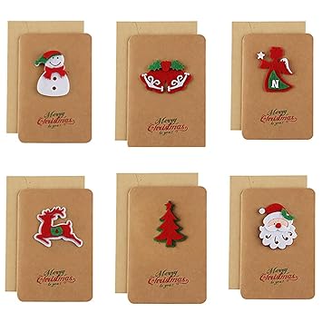 WorldCare Christmas Greeting Cards Festive 6PCS Decorative Lightweight Handmade Colored Blank Cards Art Note-CS-A-61065