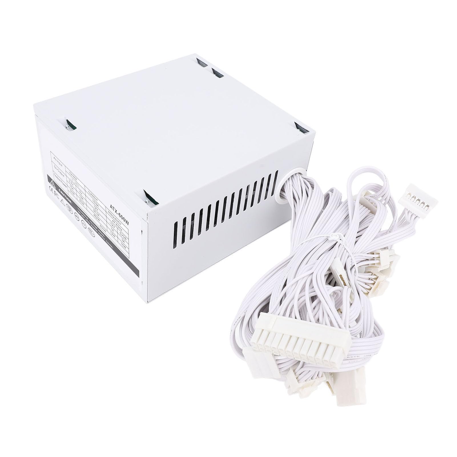 Kadimendium Alimentatore ATX Modulare da 600 W con Controllo Intelligente della Temperatura per PC Costruito a Risparmio Energetico, Colore Bianco
