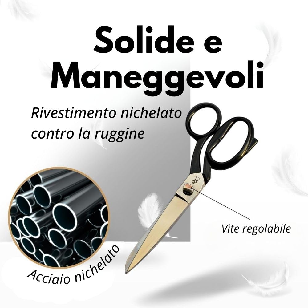 Gifaz - Forbici sarto e cucito per sartoria professionale gambo verniciato nero Made in Italy Cm. 27,50