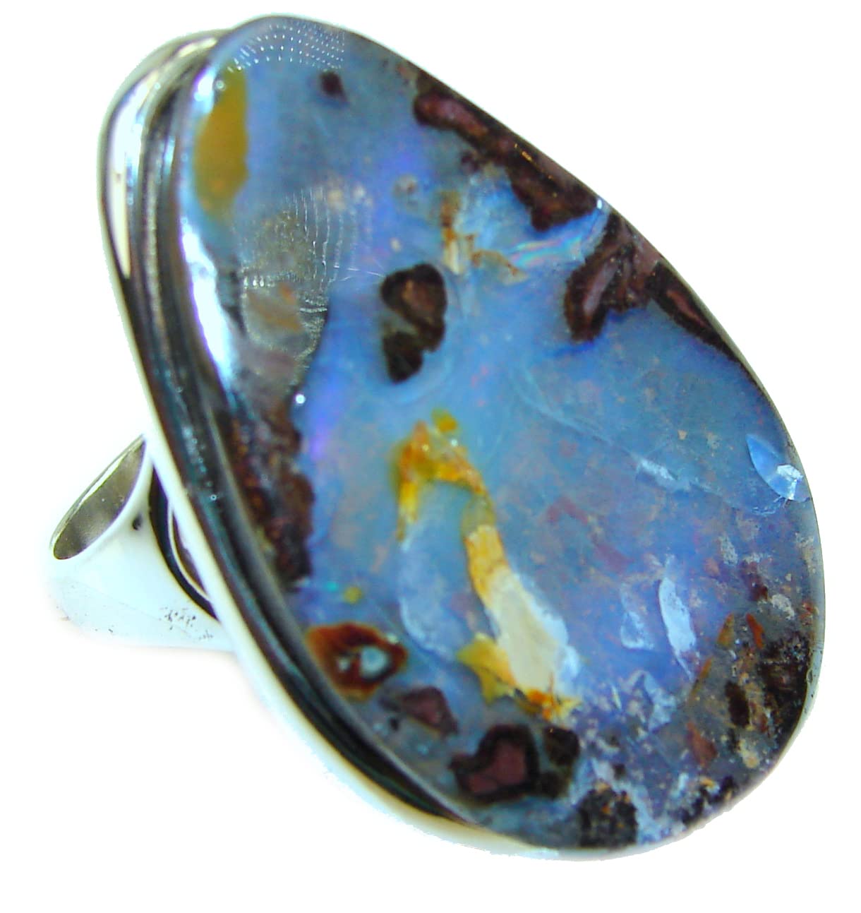 SilverRush Style Boulder Opal Womens Ring 925 Sterling Silver Size: 7