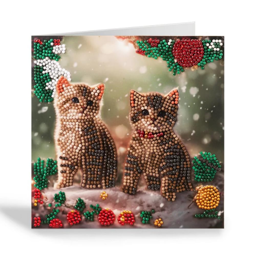 Craft Buddy Crystal Art Christmas Kittens - 18X18cm Card