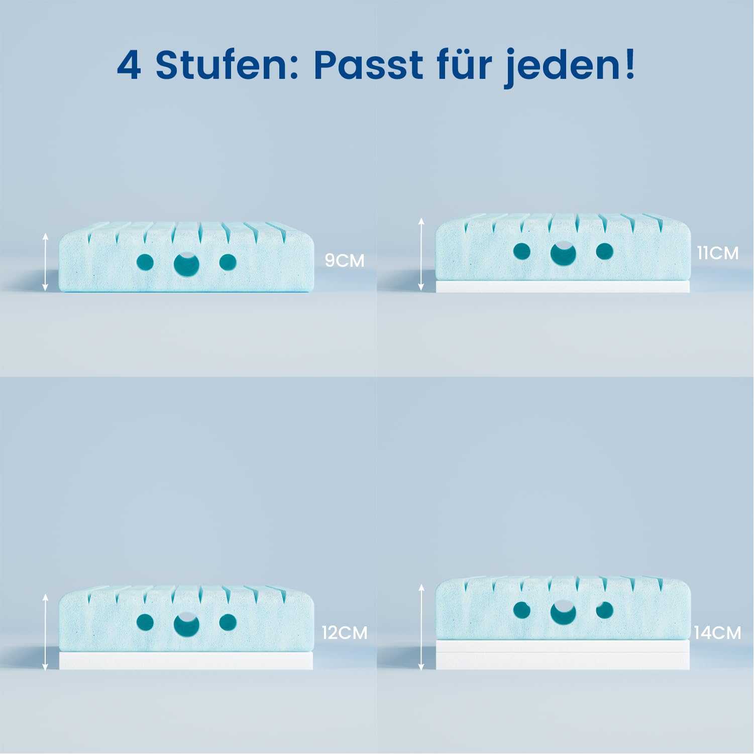 Newentor® Ergonomisches Kissen Höhe variabel Nackenkissen Kopfkissen Weiß | Patentierter Ergonomie-Rasterschnitt Modular konfiguriert, perfekt gestützt