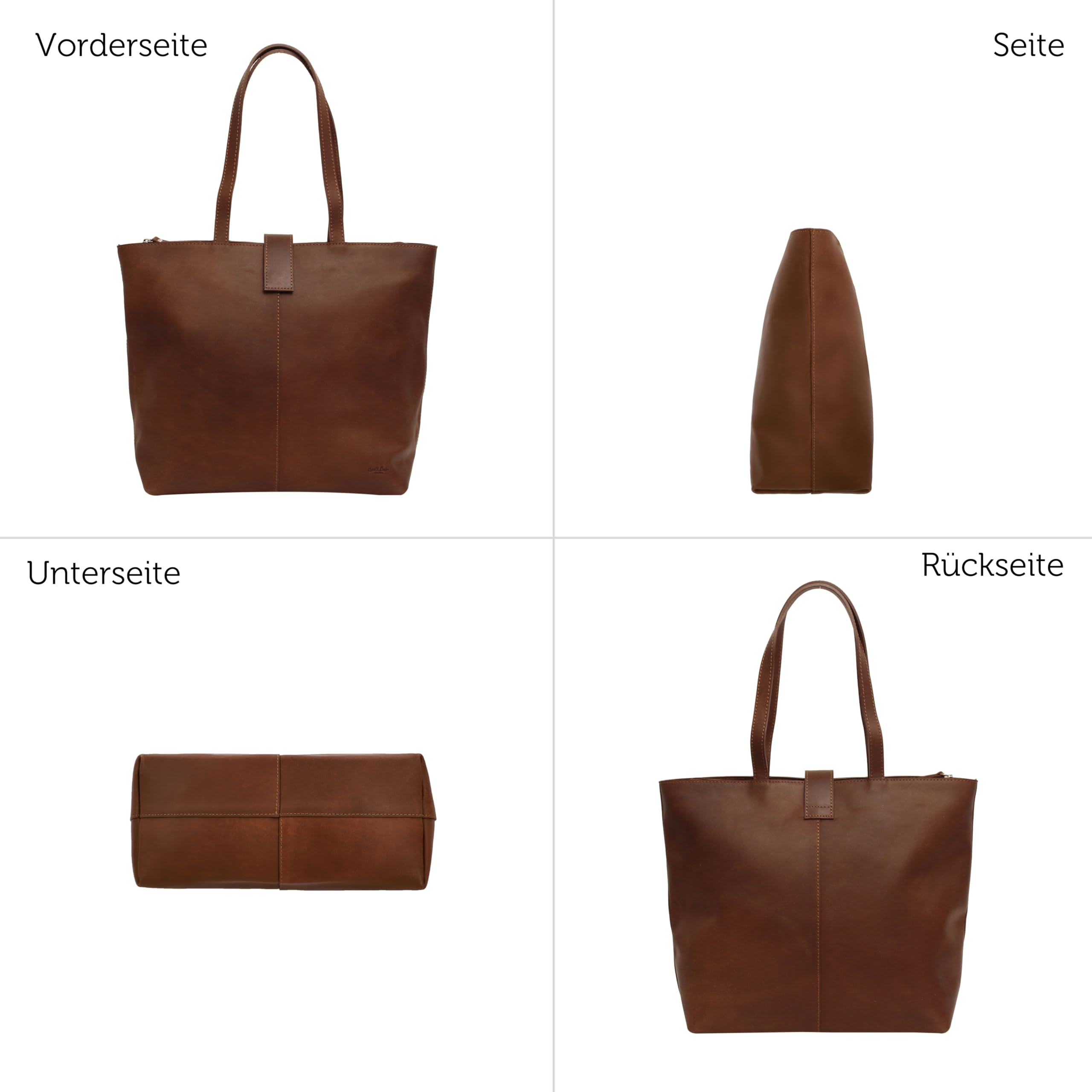 Gusti Shopper Leder Alexandra - Große Ledertasche für Uni & Büro - Handtasche Damen mit großzügigem Stauraum für Laptops bis 15 Zoll