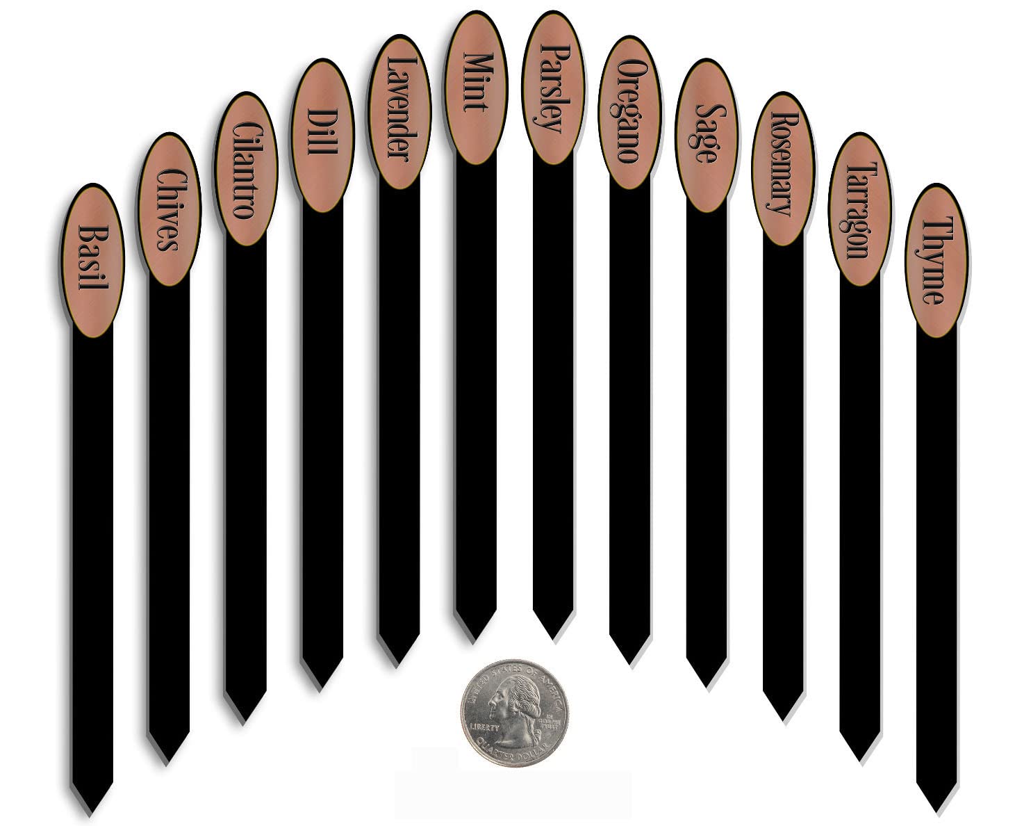 Herb Garden Stakes 08in Simple & Sleek 12/Set Engraved Flexibrass Acrylic Plant Markers Copper