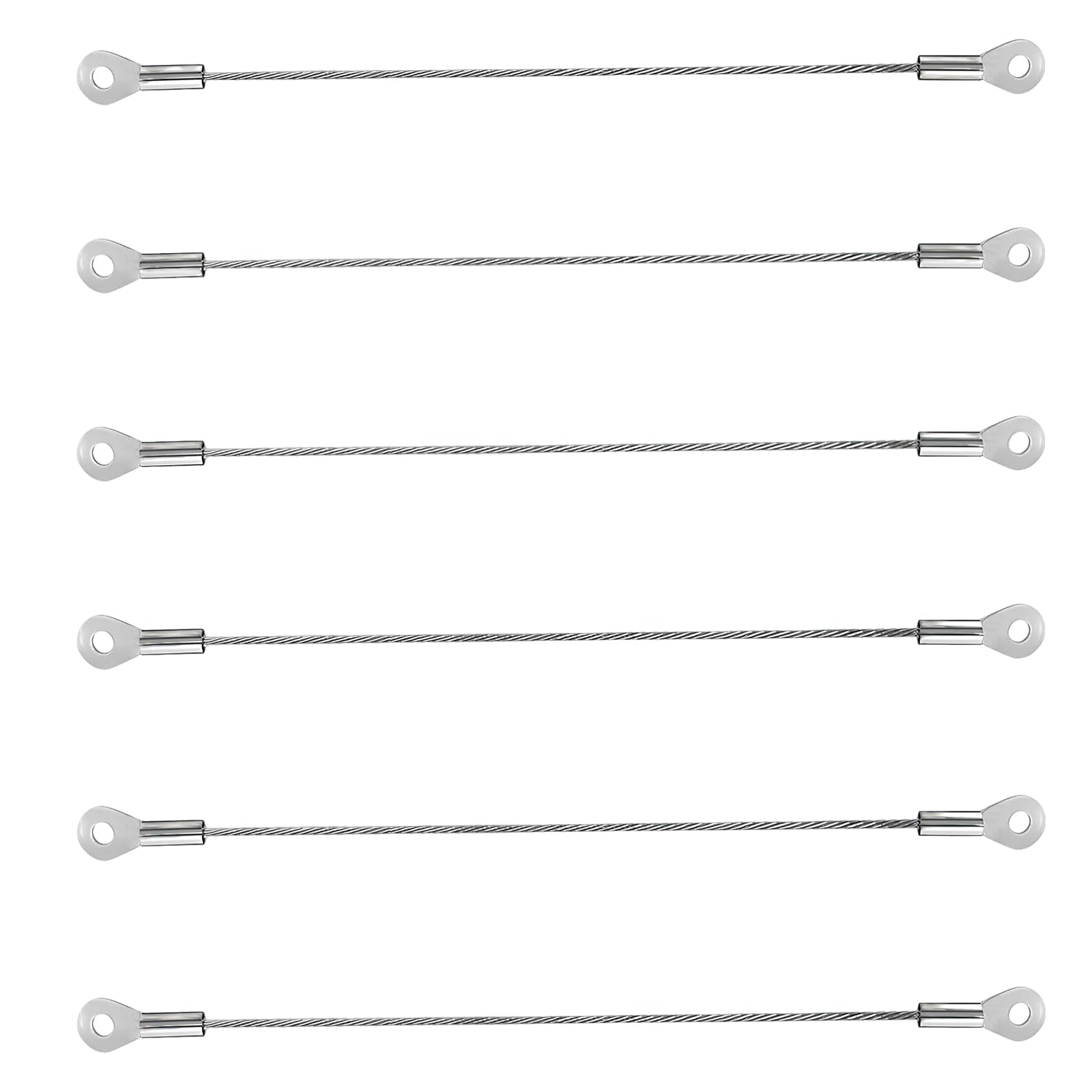6pcs Cabinet Door Restraint Window Restrictor, Stainless Steel Braided Safety Cable with Eyelets, Flexible Hinge Limiter Lanyard for Secure Cupboard Fixing, 20cm/8 Inch Length