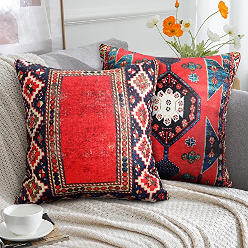 4er Set Dekorative Kissenbezüge 40 x 40 cm Stammes-Abstraktes Rot Orientalisch Kissenbezug Persischer Teppich Muster… – Bild 5