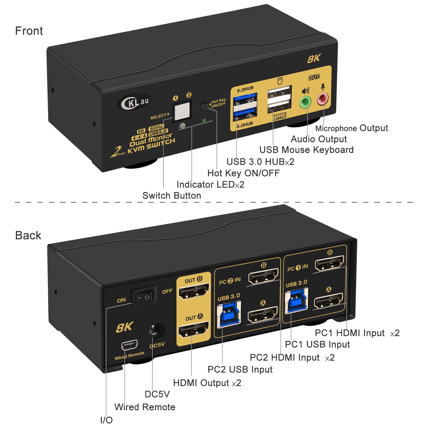 KVMスイッチ CKLau HDMI KVM SWITCH 切替器 Amazon.co.jp: CKLau HDMI KVM 切替器4K@60Hz 2ポート、デュアルモニタ