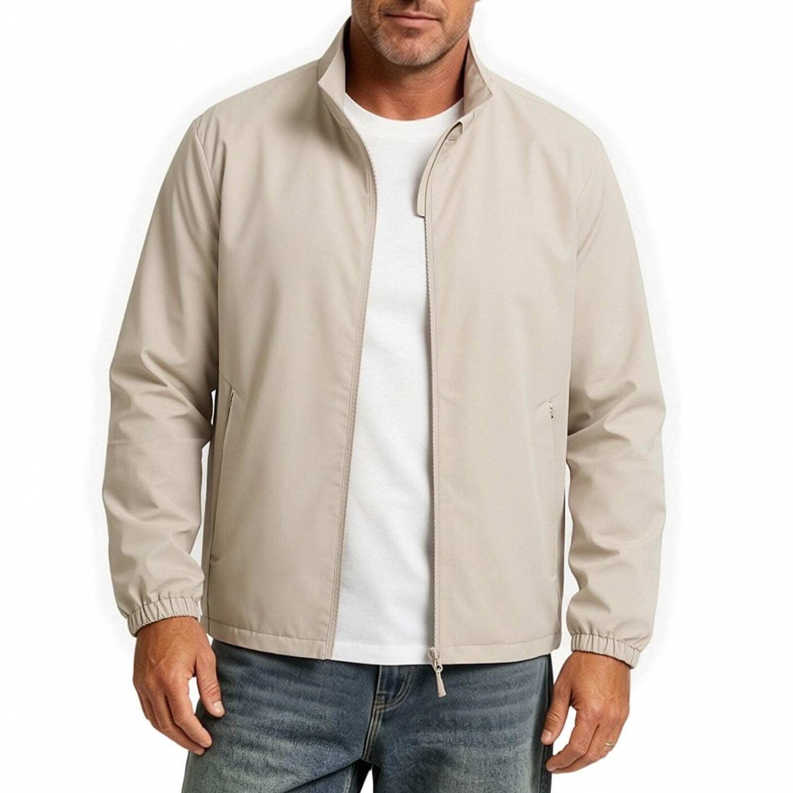 Sportjacke Herren Dünne Übergangsjacke Atmungsaktive Bomberjacke mit Stehkragen Fliegerjacke Schnelltrocknend Freizeitjacke Leicht Jacke Lässige Fashion Herrenjacke Regular Fit Outdoorjacke