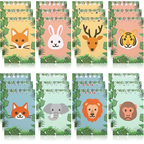 Nezyo 24 Blocs de Notas Vuelta al Colegio Mini Cuaderno de Animal de Bosque Bloc de Notas en Espiral Niños Cuaderno con Tema de Animal Jungla Selva Regalo Fiesta Animal Salvaje Primer Día de Escuela