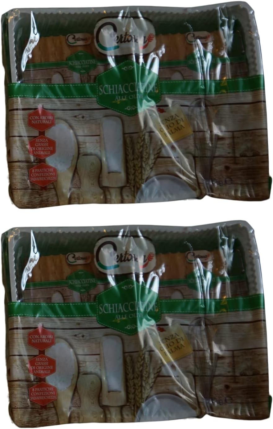 Certossa Schiacciatina Quare-Shaped Flatbread Olive Taste 300gr, Pack of 2
