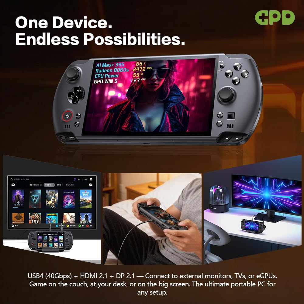 LANRUO GPD Win 5 [AMD AI Max+ 395-32GB+2TB] Display de 7 polegadas