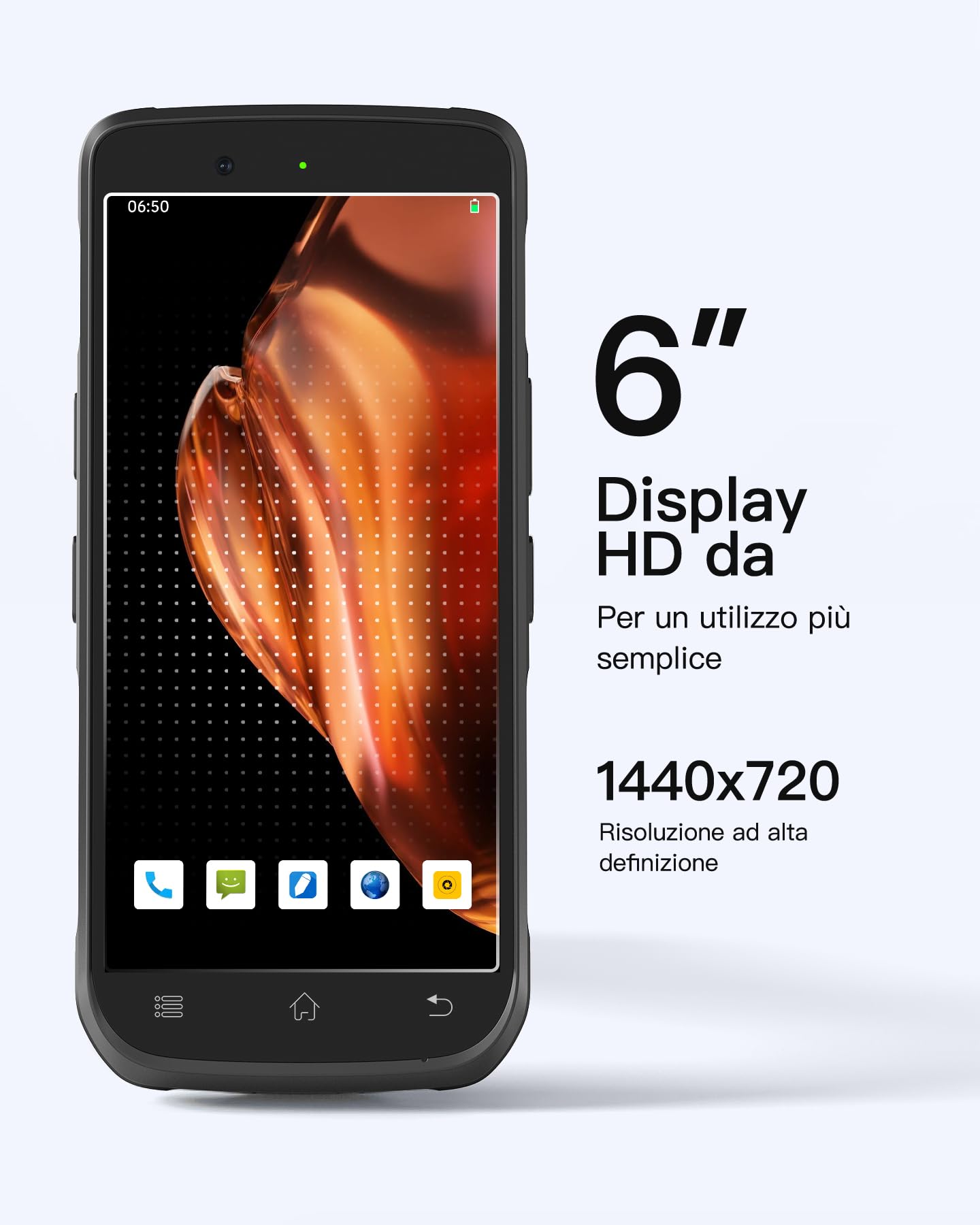 Inateck Android 12 Scanner di Codici a Barre PDA, Schermo Touch 6", Lettore 1D/2D con Impugnatura, Bluetooth, IP66 6500mAh, Wi-Fi 6 e 4G, per Commercio, Magazzino, Logistica, Sanità