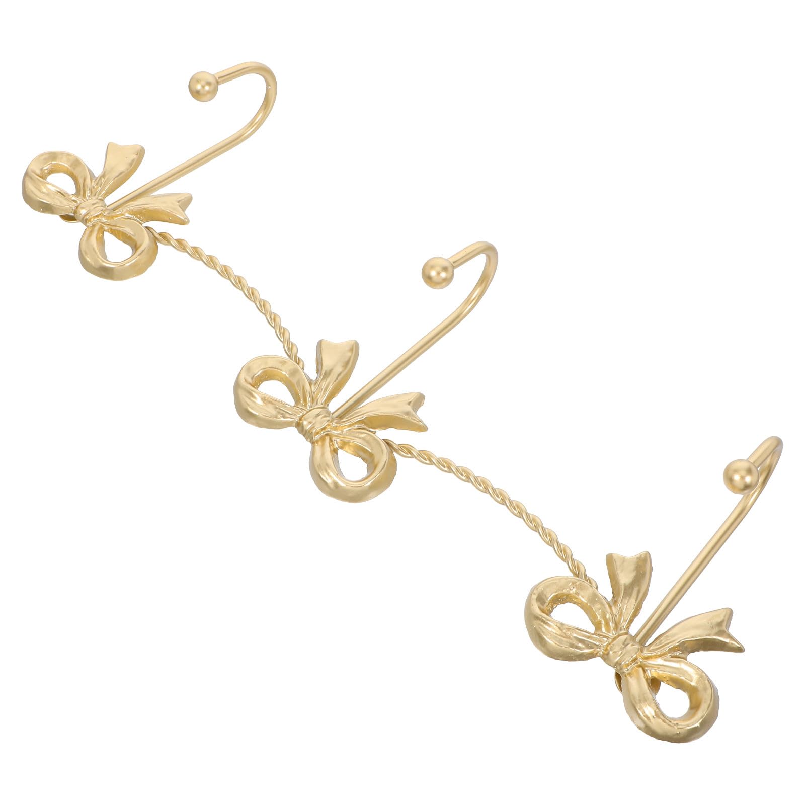Housoutil Ganchos de Pared Metálicos de Hierro Diseño de Lazo Dorado, Set de 3 Ganchos Decorativos para Llaves, Abrigos y Toallas, Ideales para Baño, Cocina y Oficina, Ahorro de Espacio