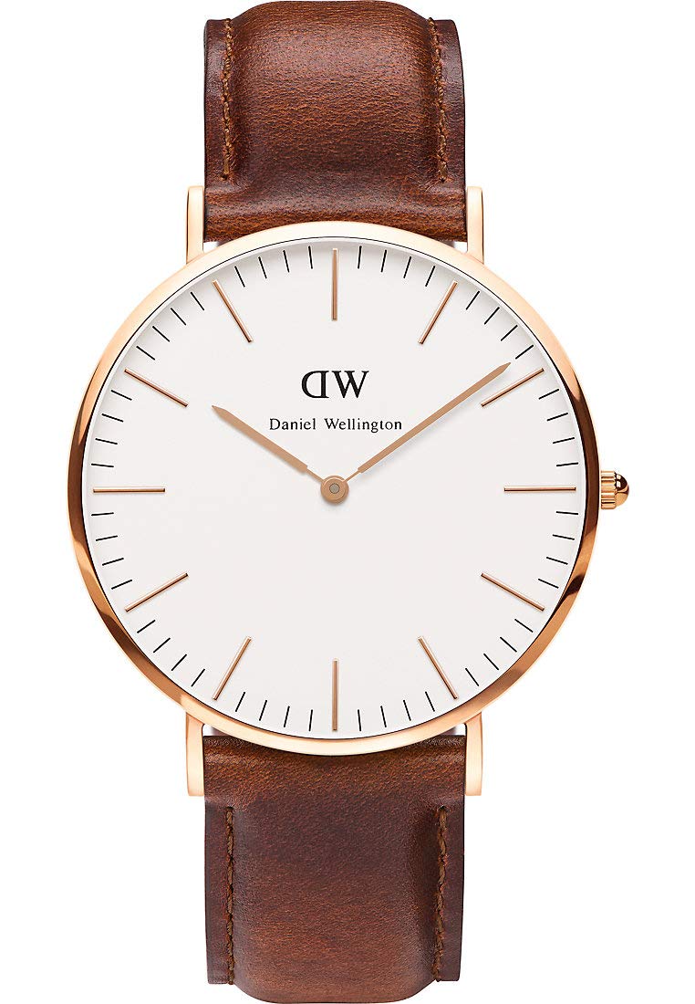 Daniel Wellington Herren-Quarzuhr mit schwarzem Zifferblatt, Analog-Anzeige, Quarz, Einheitsgröße, Weiß
