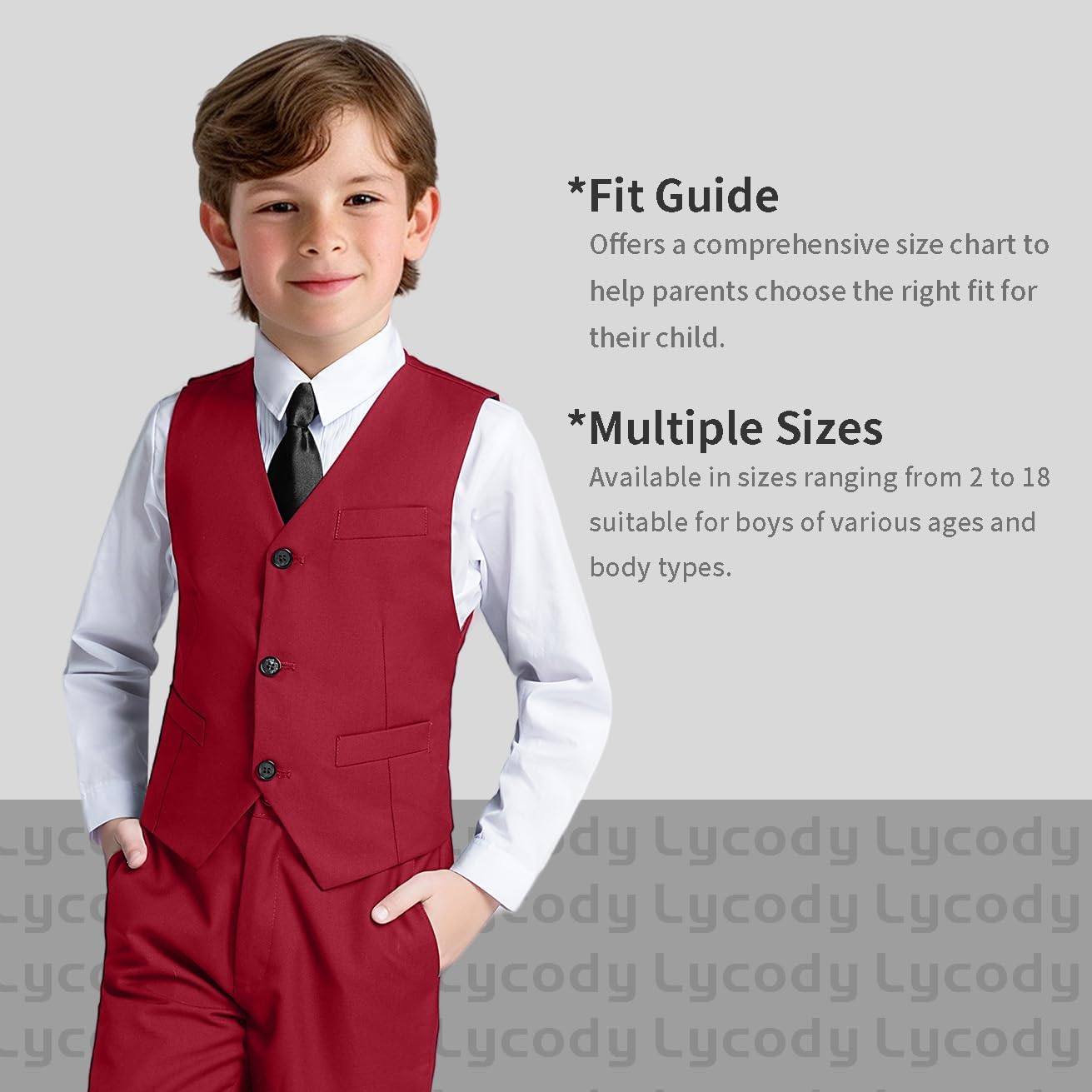 Boys Vest Set Formal Dress Suits Wedding Outfit Dresswear - Image 3