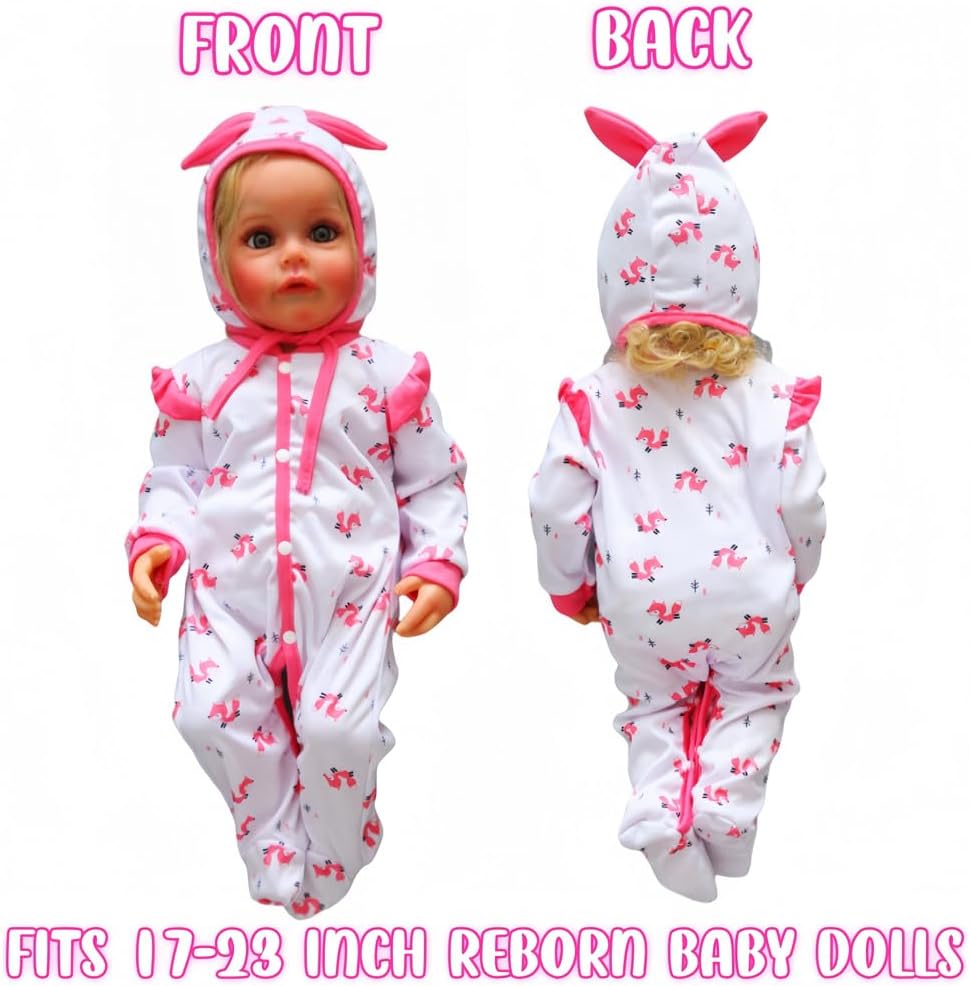 MAIHAO Reborn Baby Dolls Clothes Little Fox Outfit for 17-24 Inch Reborn Newborn Baby Dolls Clothes Accessories with Hat Baby Clothing 2pcs Set - Image 4