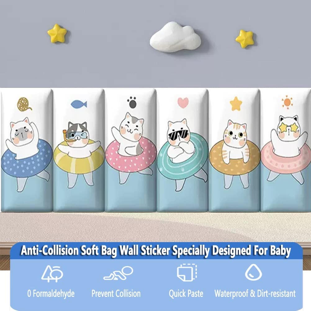 3D Anti-Collision Wall Stickers Naklejka ścienna antykolizyjna 3D PU miękka wyściółka ścienna, wodoodporna/łatwa do czyszczenia/pokoje dziecięce dekoracyjne samoprzylepne panele ścienne