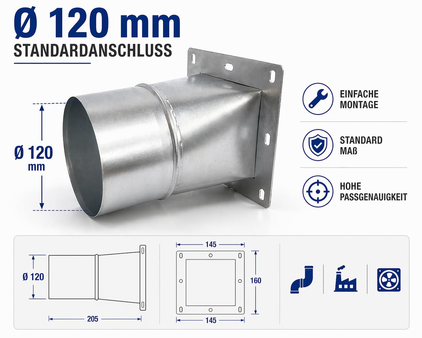 Uzman-Versand Radialgebläse 1800m3/h 4 eck Flansch Radialventilator Zentrifugal Sauggebläse