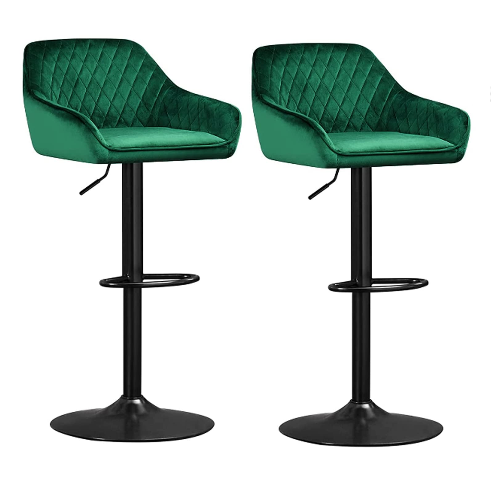 Buy ZOONFA Modern Green Velvet Bar Stools Set of 2, with Arms, Backrest