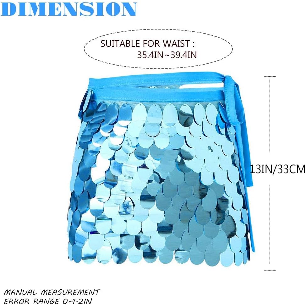 TWINKLEDE Sequin Mermaid Skirt Sparkly Mardi Gras Costume Belly Dance Mini Skirts for Women - Image 4
