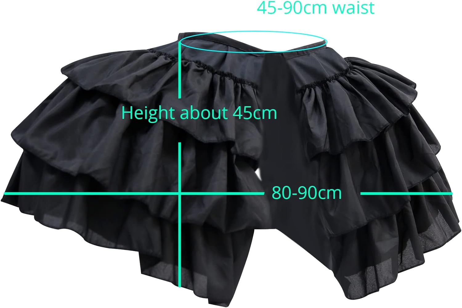 MYAYD Women's Double Side Petticoat Pannier Hoop Multilayer Ruffled Short Underskirt for Rococo Victorian Prom Dress