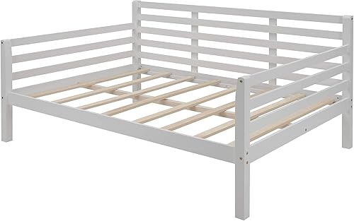 Miniatura 6 de Harper &amp; Bright Designs Marco de sofá cama de tamaño matrimonial, cama de día completo de madera con soporte de listones de madera, marco de cama