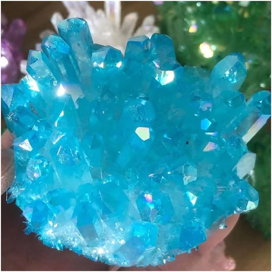 ストーンクラフトナチュラルライトブルークリスタル電気メッキクリスタルクラスター、 (Size : 10pcs)