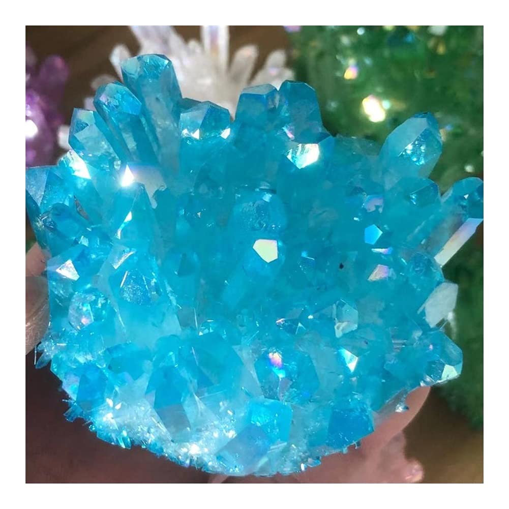 Salud y hogar Natural azul claro cristal galvanoplastia cristal racimo (tamaño: 1 unidad)