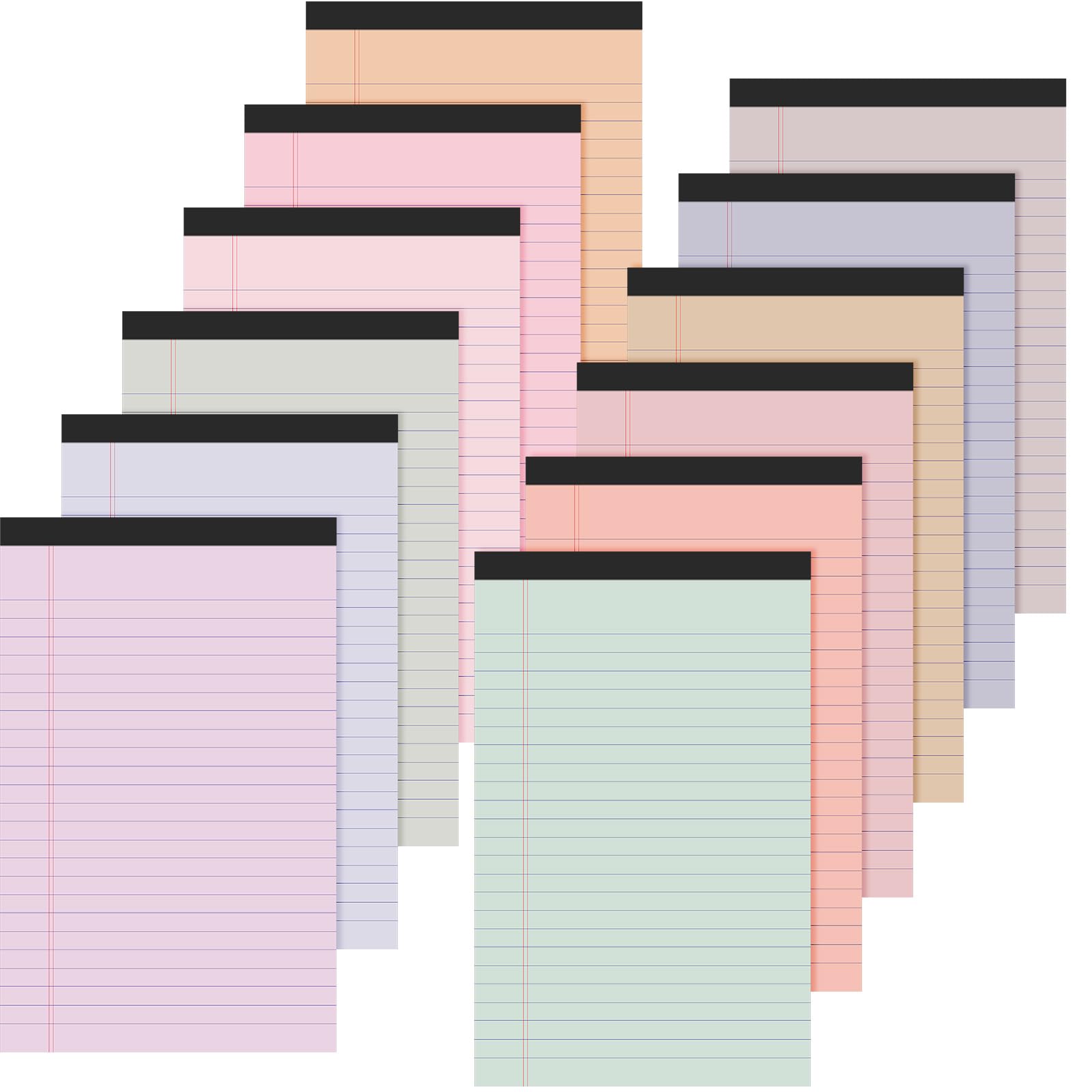 Lincia 12 Pcs 12 Pcs 5" x 8" Small Legal Pads Colored Lined Note Pads Narrow Ruled Writing Notepads 50 Sheets Per Micro Paper Notebook Lined and