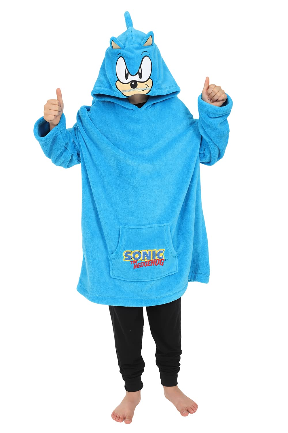 Sonic The Hedgehog Boys Blue Oversized Fleece Hoodie For Girls 7-13 Years