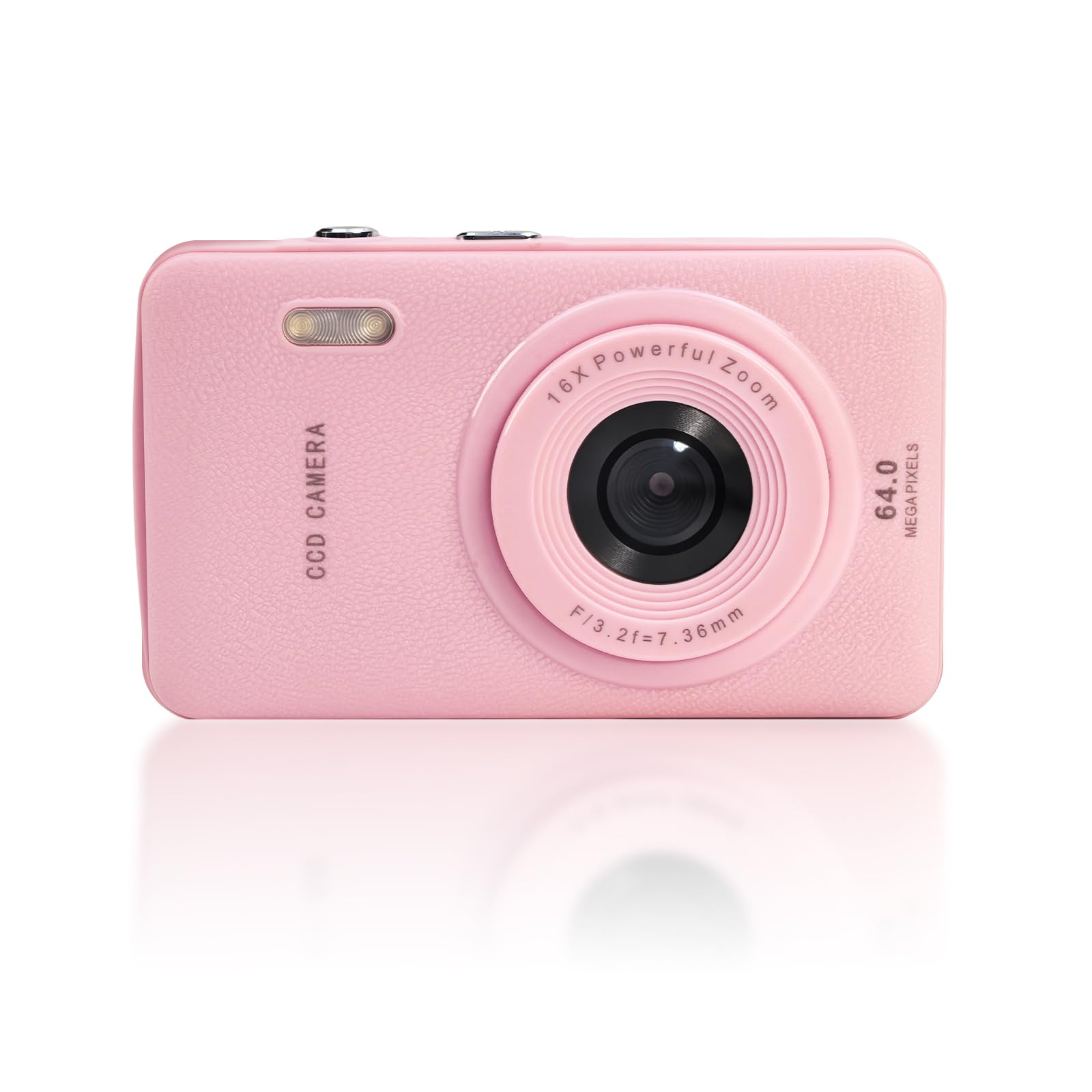 Fotocamera digitale, 16MP 1080P FHD con display da 2,4 pollici, zoom 16x, autofocus, anti-shake, fotocamera compatta e portatile entry-level per foto e video, Rosa