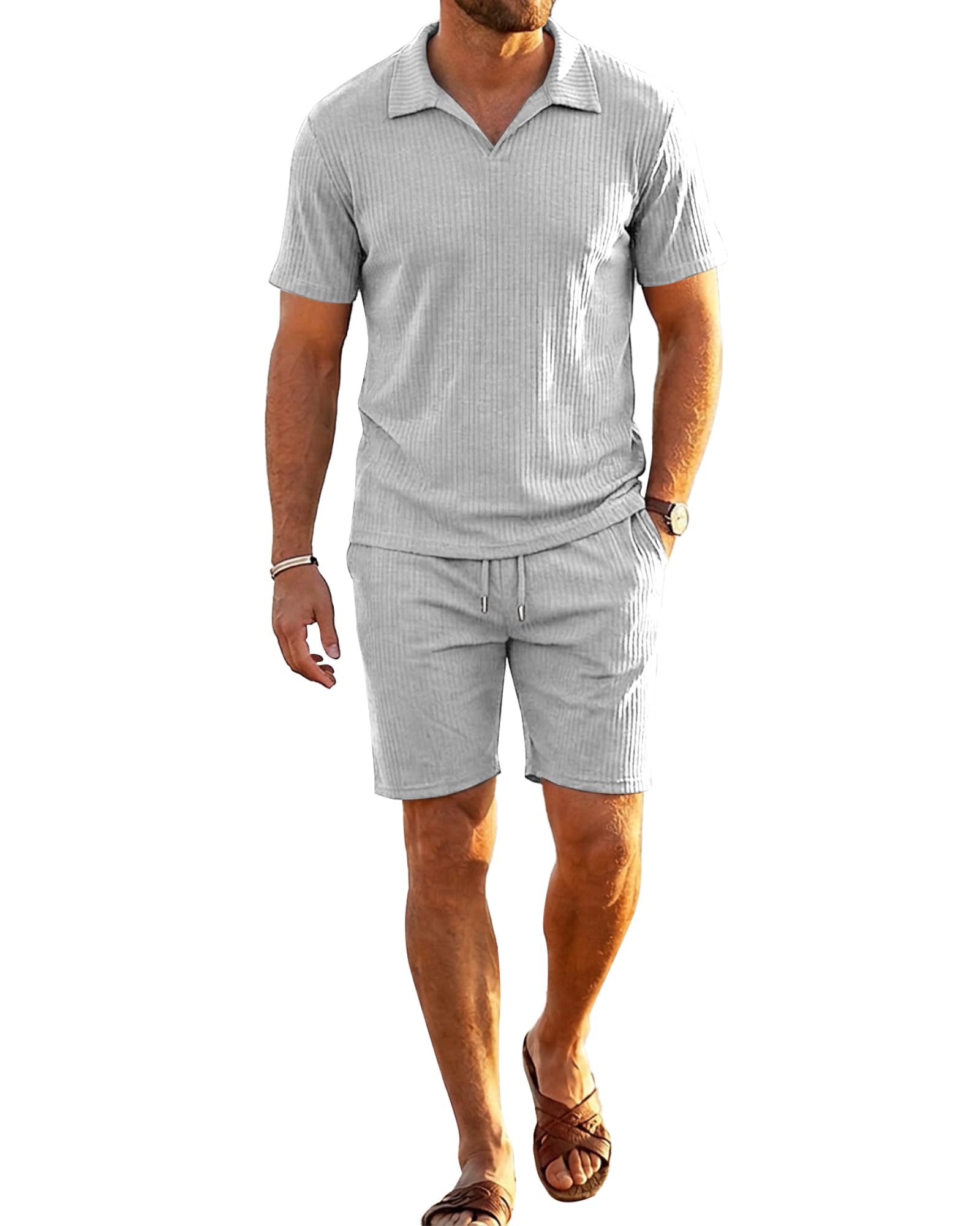 YAOHUOLE Ensemble Short Homme 2 Pièces Ensemble T-Shirt Et Pantalon Set