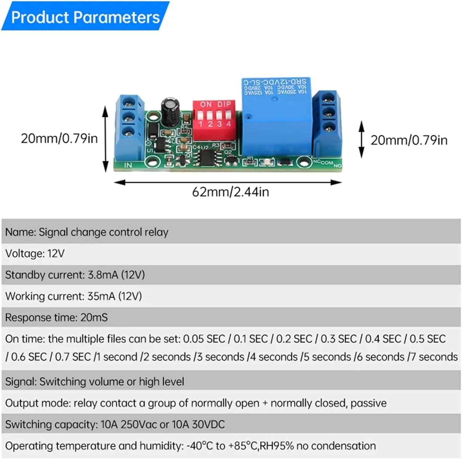 DC12V Signal Change Control Relay Module Signal Change Control On Off Relay Double Frequency Relay Switch Module