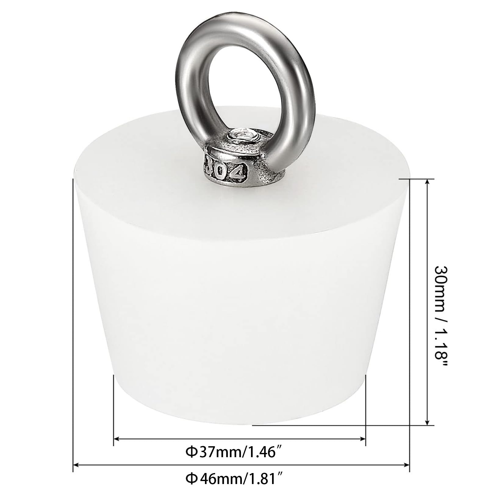 TOP-VIGOR 1Pc Rubber Tapered Plug, 37mm to 46mm Solid Bathtub Bungs Stopper with Ring - Image 2